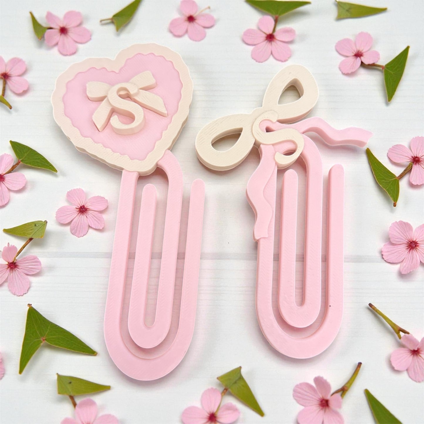 2 FOR £10 | Jumbo Aesthetic 3D Paper Clips – Heart & Bow Collection