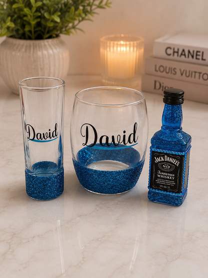 Personalised glitter glass bundle