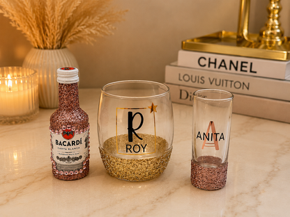 Personalised glitter glass bundle