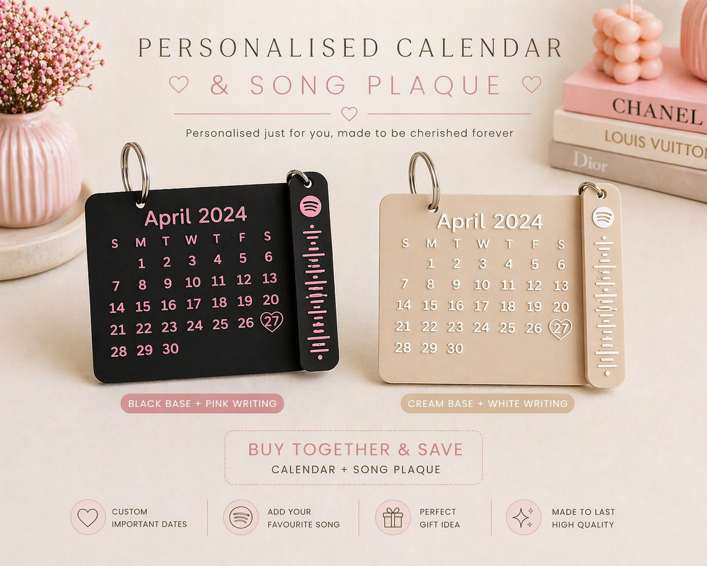 Personalised song and date keychain