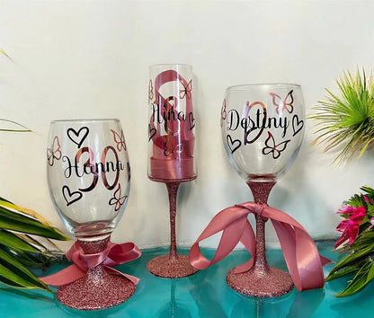 PERSONALISED Glitter Glass set | Gift set | Gift idea | Personalisation