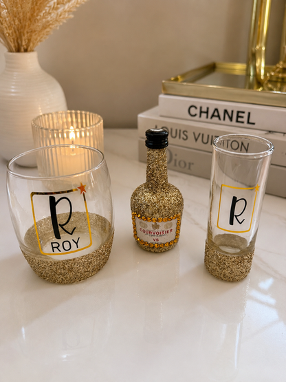Personalised glitter glass bundle