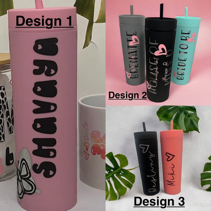 16oz Tall Tumbler | Personalisation available | Matte colours | Straw included | Reusable