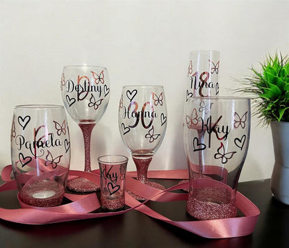 PERSONALISED Glitter Glass set | Gift set | Gift idea | Personalisation