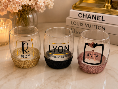 Personalised glitter glass bundle