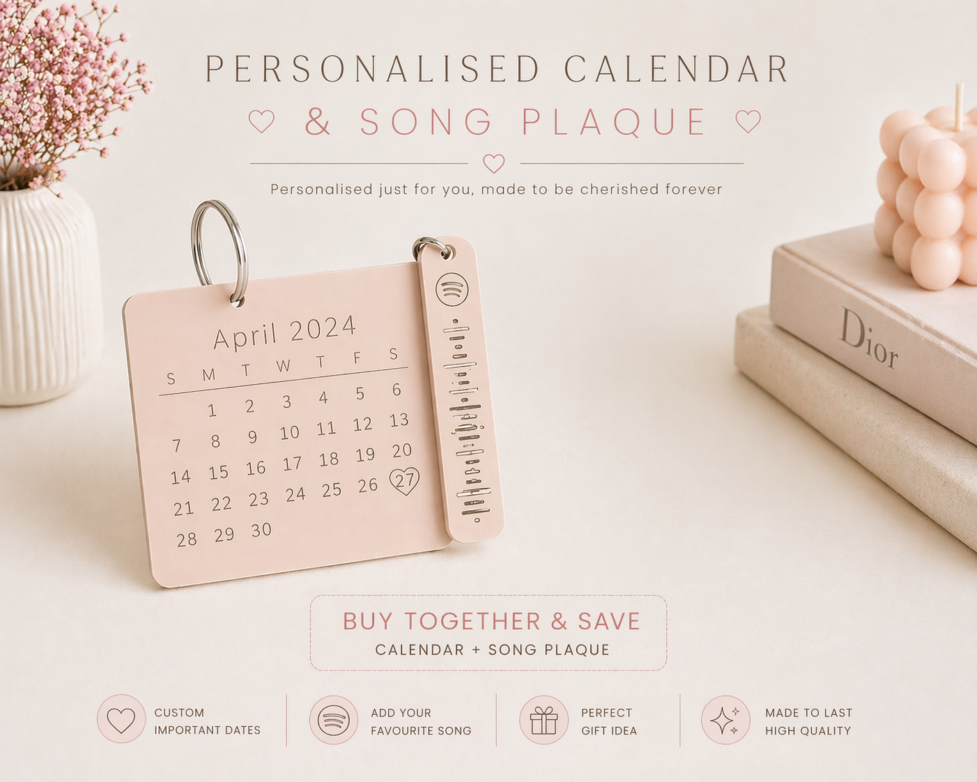Personalised song and date keychain