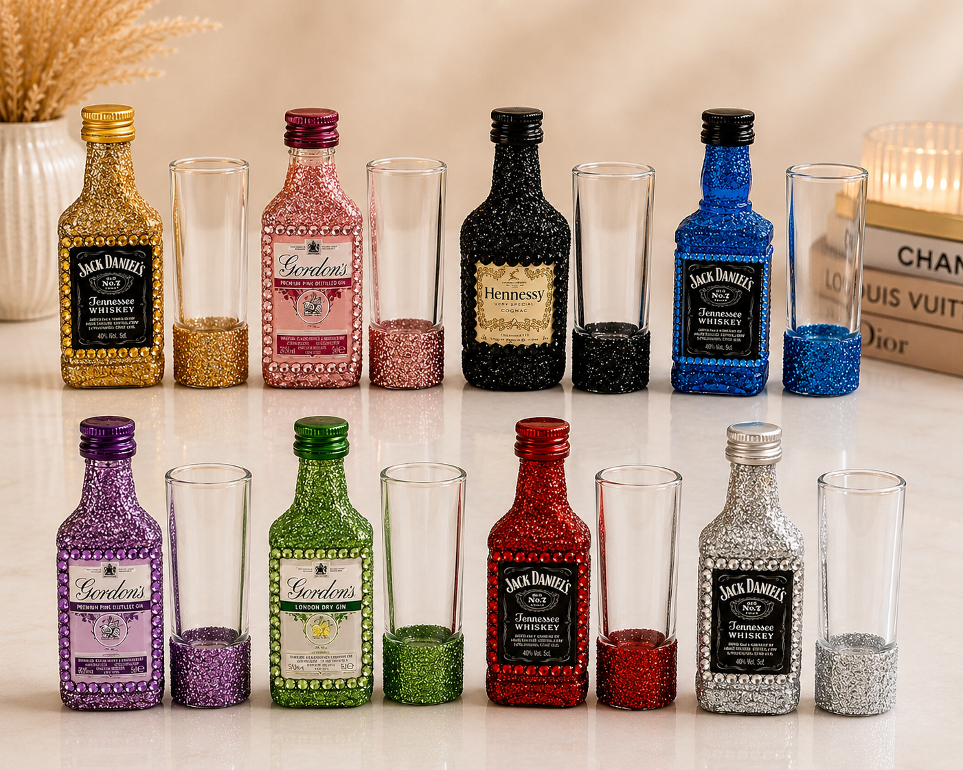 Personalised glitter glass bundle