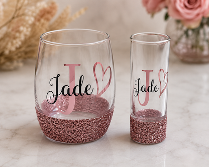 Personalised glitter glass bundle