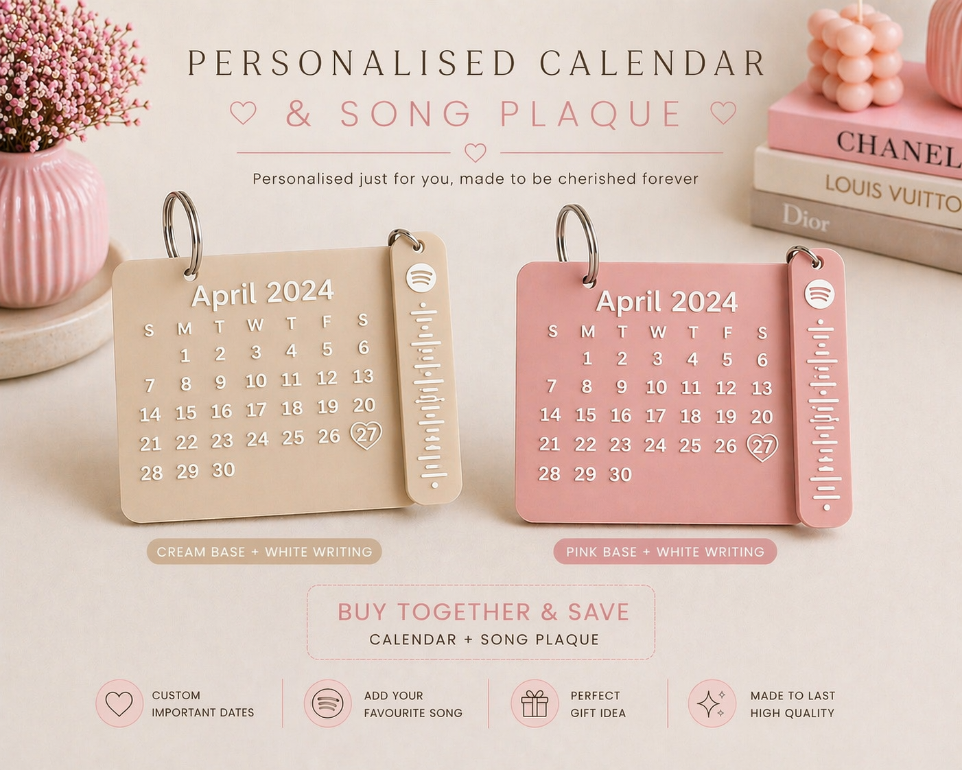 Personalised song and date keychain