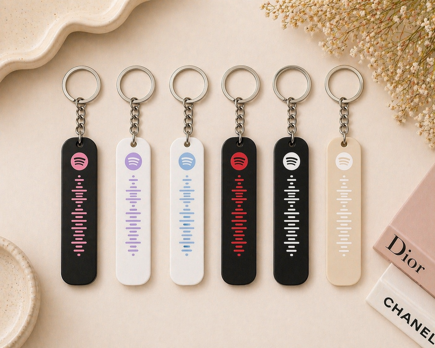 Personalised song and date keychain