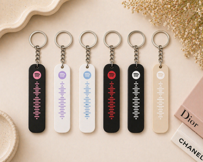 Personalised song and date keychain