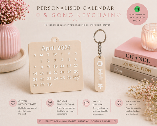 Personalised song and date keychain