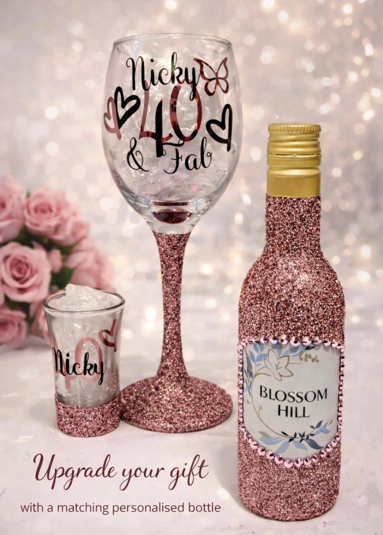 PERSONALISED Glitter Glass set | Gift set | Gift idea | Personalisation