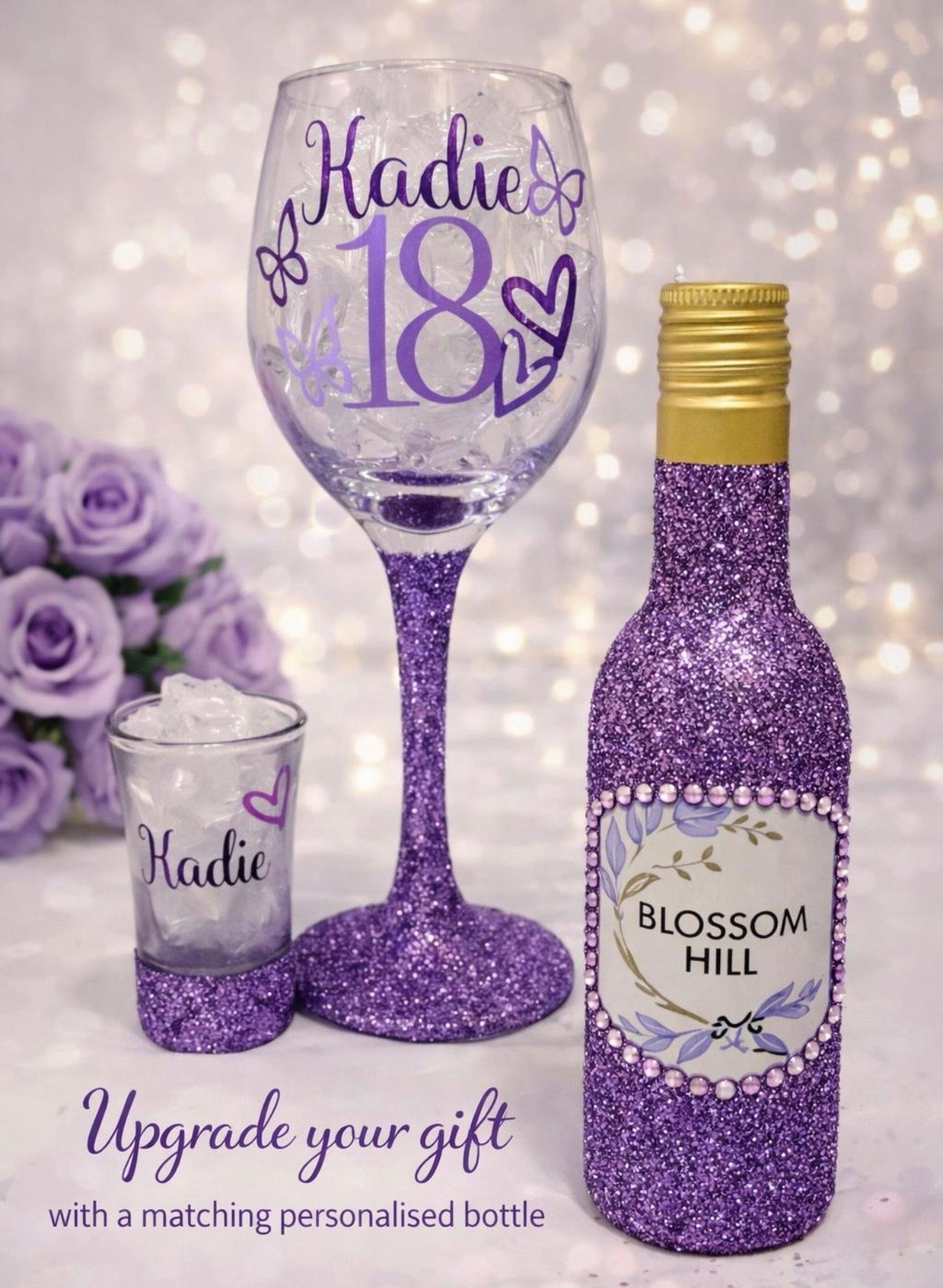 PERSONALISED Glitter Glass set | Gift set | Gift idea | Personalisation