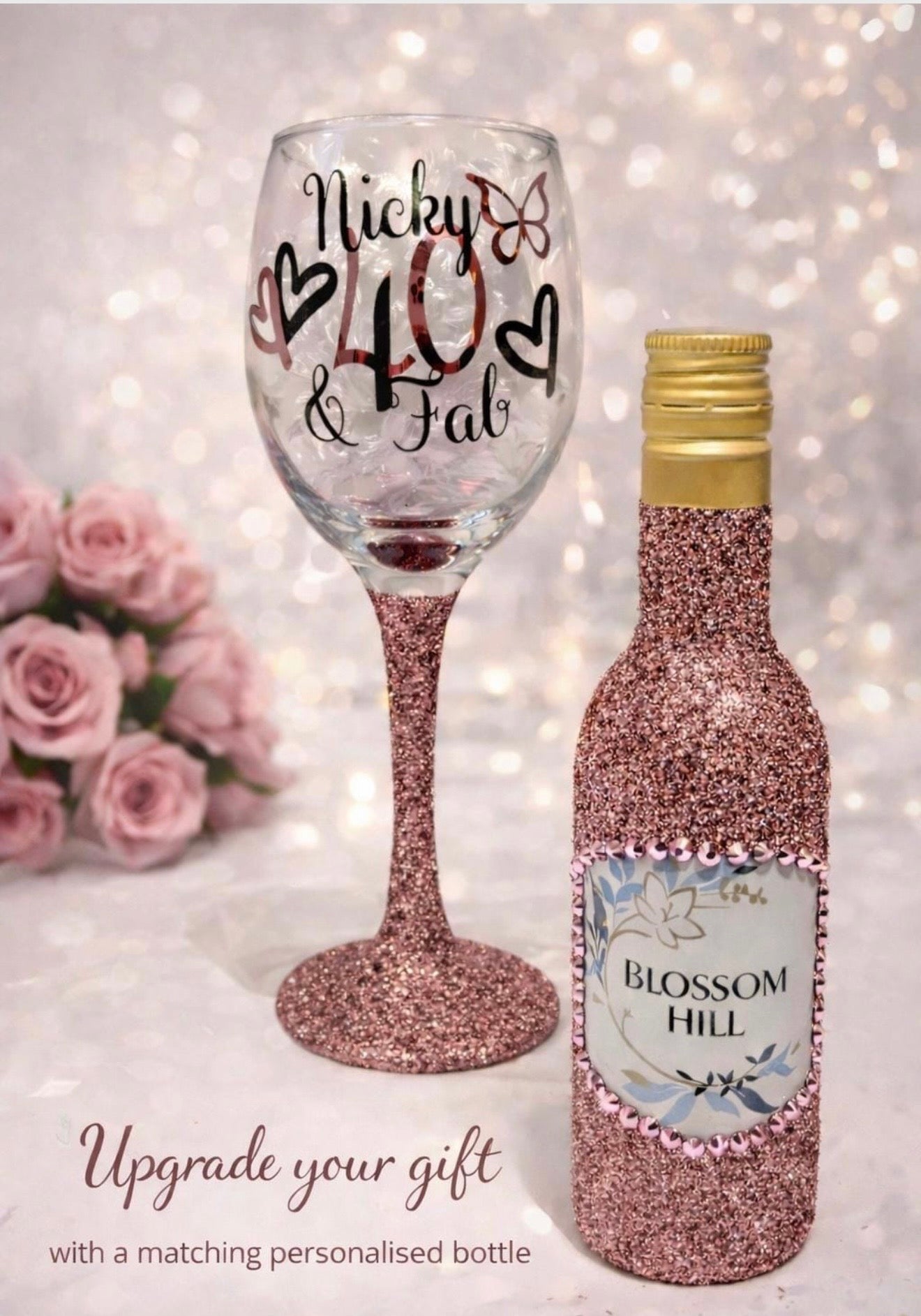 PERSONALISED Glitter Glass set | Gift set | Gift idea | Personalisation