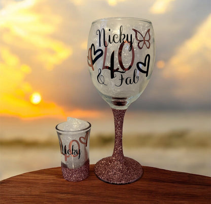 PERSONALISED Glitter Glass set | Gift set | Gift idea | Personalisation