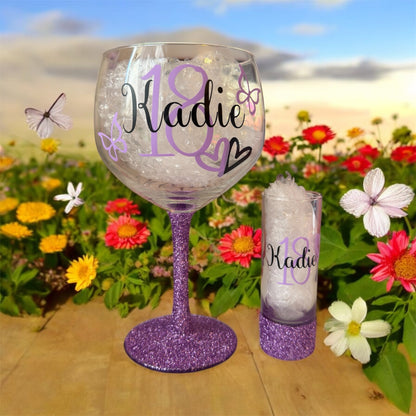 PERSONALISED Glitter Glass set | Gift set | Gift idea | Personalisation