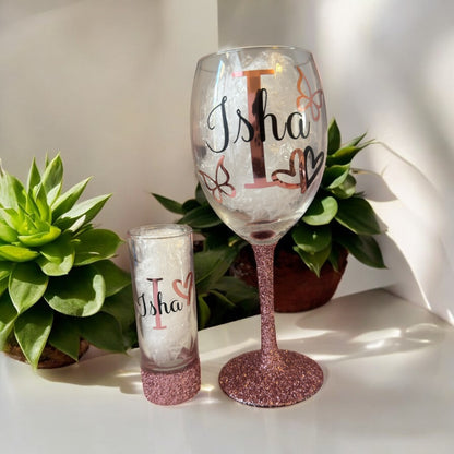PERSONALISED Glitter Glass set | Gift set | Gift idea | Personalisation