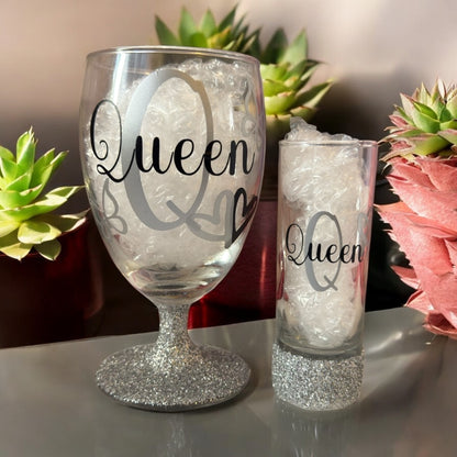 PERSONALISED Glitter Glass set | Gift set | Gift idea | Personalisation