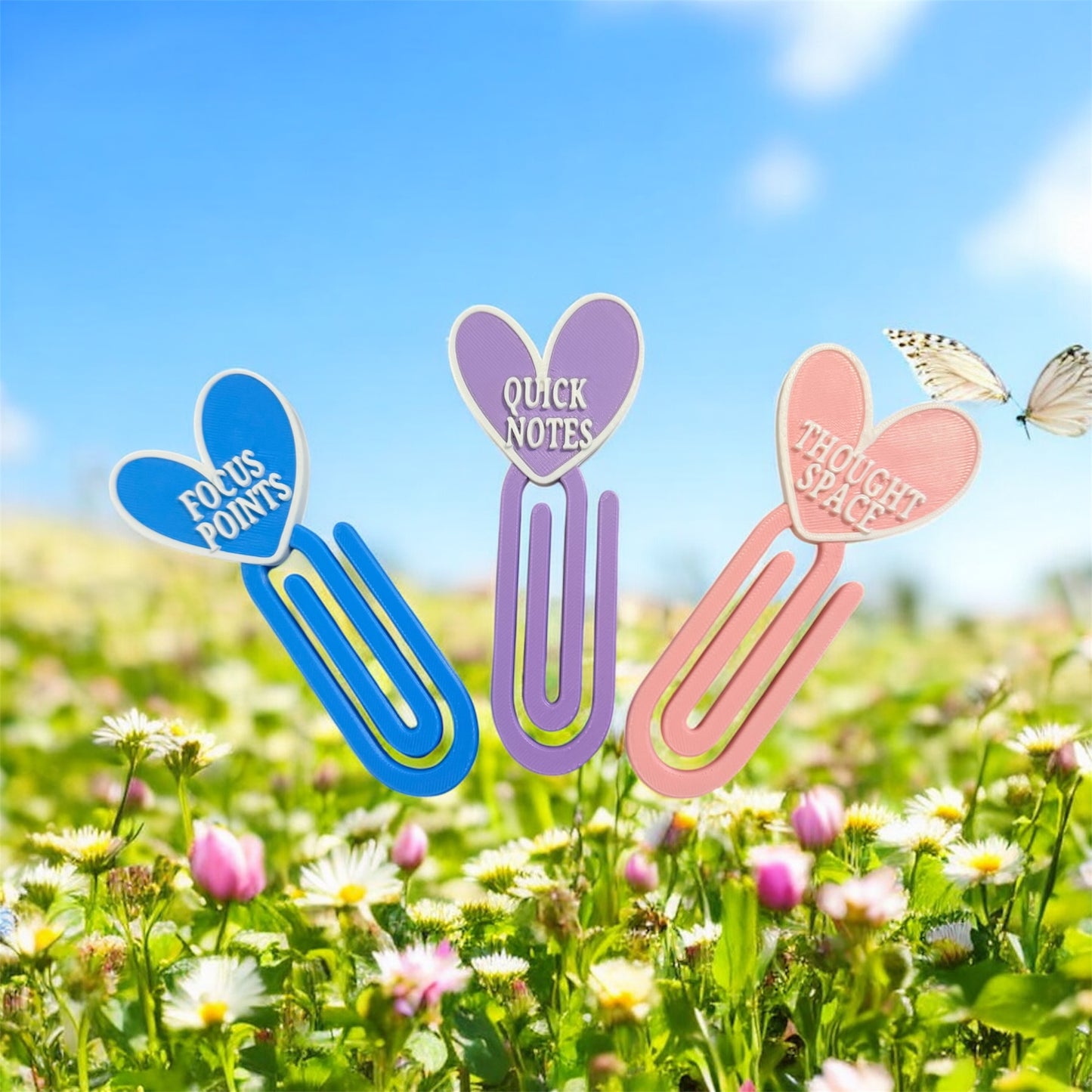 2 FOR £10 | Jumbo Aesthetic 3D Paper Clips – Notes & Thoughts Stationary Collection